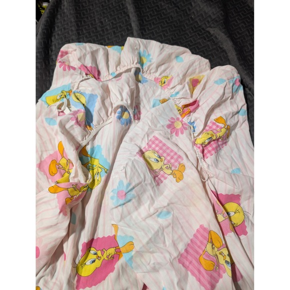 Vintage 90s Looney Tunes Tweety Bird Fitted Crib Sheet Kids Cartoon Pink A1‎ - Picture 2 of 5